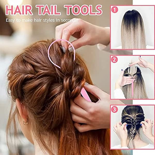 4-pack Topsy Tail Hårverktyg - Hästsvansögla & Flätningsset