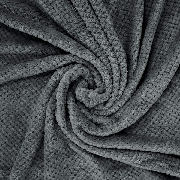 Flannel Tæppe, 127x178 CM Blødt Sofatæppe, Vaffel Fleece Tæppe til Sofa, Mørkegråt Tæppe
