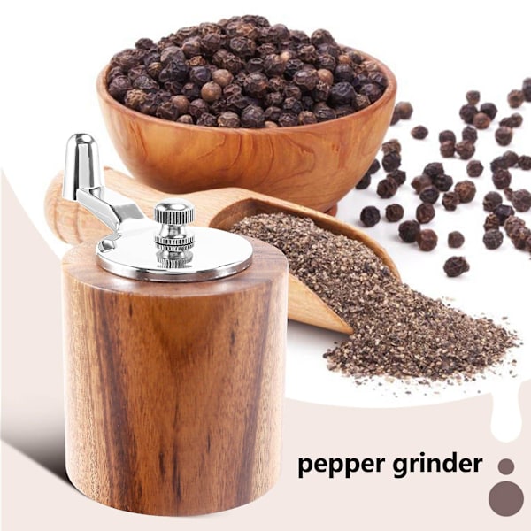 Salt- och pepparkvarn, handvevad träpepparkvarn saltskakare med klassiskt handtag och justerbar
