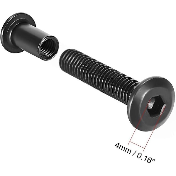 Skruestiftet passer til 5/16\"(8mm) hulldiameter, hann M6x30mm bindingsbolter lærbeslag karbonstål svart 10 sett