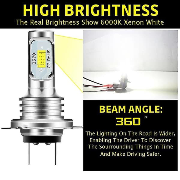H7 LED Canbus Forlygte H7 LED Nærlys Pærer 6000k IP68 CSP 3570 LED Chips