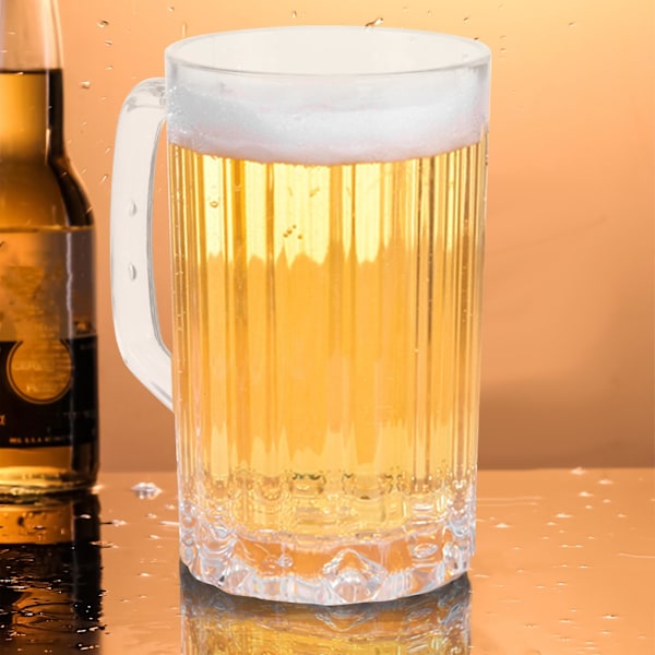 2 st 500 ml transparent ölglasmugg i plast för öl, juice och vatten