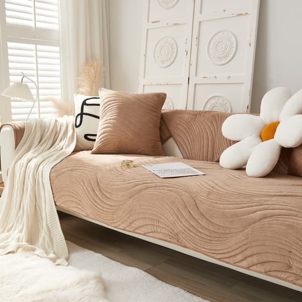Sofatrekk, L-formet/U-formet/hjørnesofa 3/2/1-seter, sofatrekk, varmt, supermykt, fløyel sofatrekk-pledd brun 70*70cm Brown