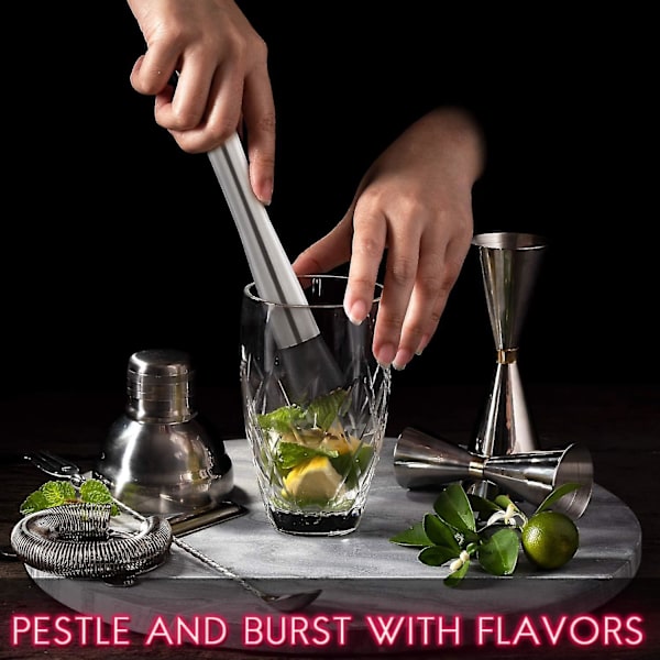 Cocktailrører og blandeskje i rustfritt stål - Lag deilige mojitoer og andre frukt-drikk (to deler)