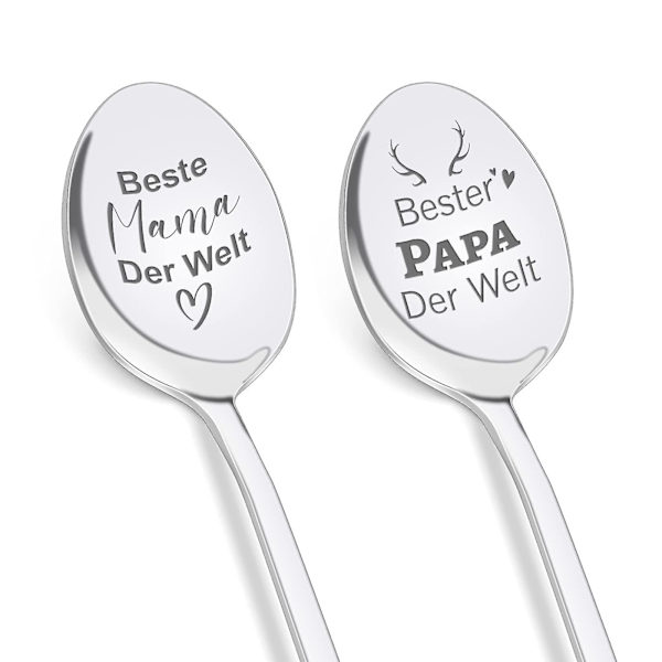 Skedgåva till mamma och pappa, kaffesked graverad med Bästa mamma och pappa i världen, mamma och pappa, födelsedagspresent, mors dag-present, fars dag-present, Fathe