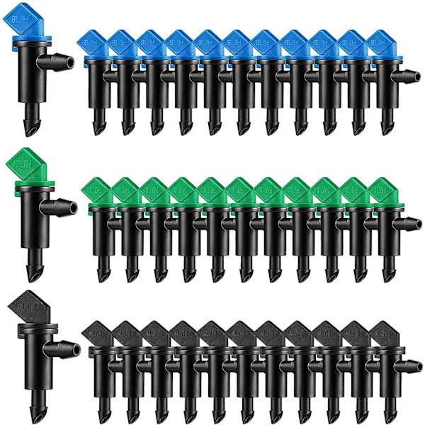 90 st droppspridare, trädgårdsflaggbevattningsdroppar i 3 storlekar, 1 GPH, 2 GPH, 4 GPH per timme för träd