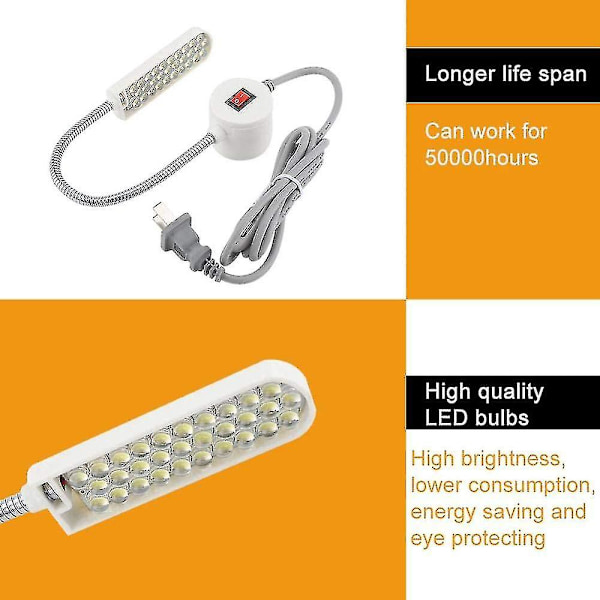 30 LED symaskine lys arbejdslampe svanehalslampe med magnetisk base til hjemmet eller symaskine (220v)