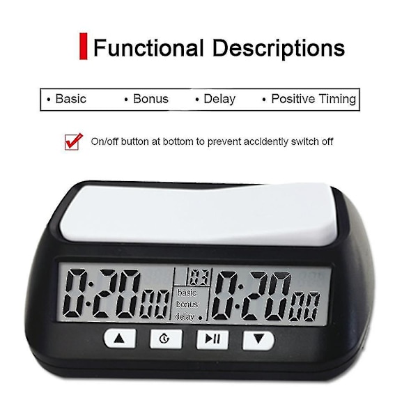 3-i-1 Multifunktionell Bärbar Professionell Schackklocka Digital Schack Timer Spel Timer