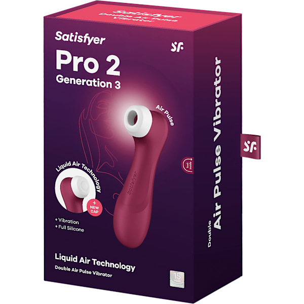 Satisfyer: Pro 2 Generation 3, Dubbel AirPulse Vibrator RED ABS plastic, Silicone