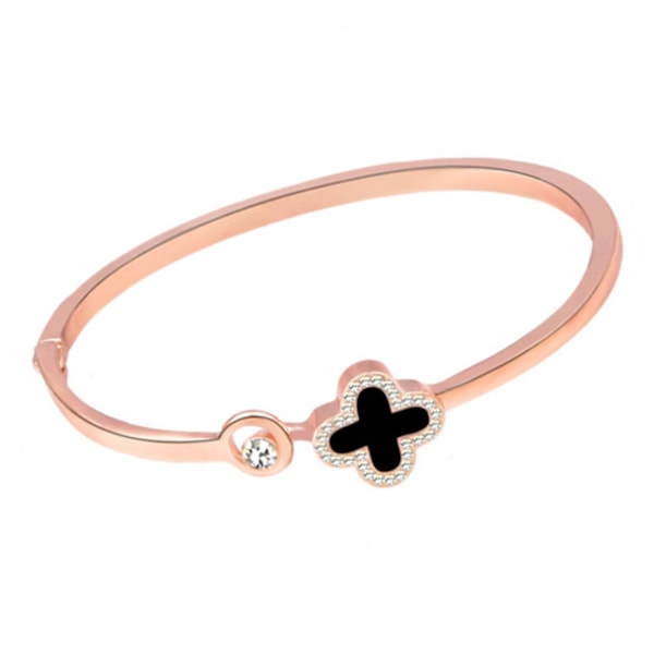 Armband med fyrklöver i roséguldpläterad legering, lyckoarmband med 4 klöverblad i legering, accessoar 0.1