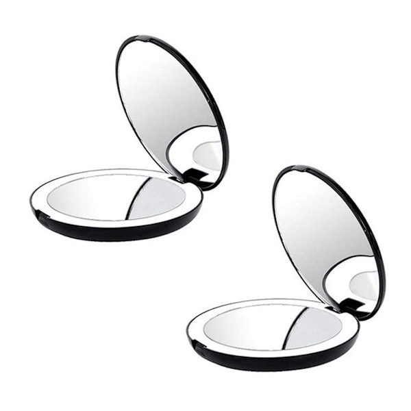 2x Taitettava LED-meikkitaulupeili, 10x suurennuslasi, 12 lamppua Mini Mi