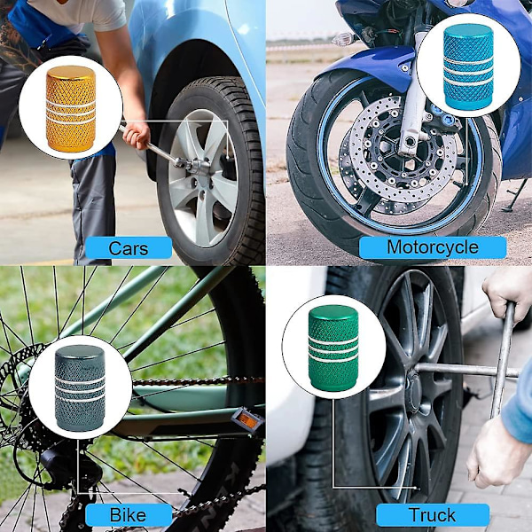 36 stk støvhetter, aluminiums støvhetter for bildekk, universelle dekkhetter ventilstamhetter for sykler, lastebiler, motorsykler