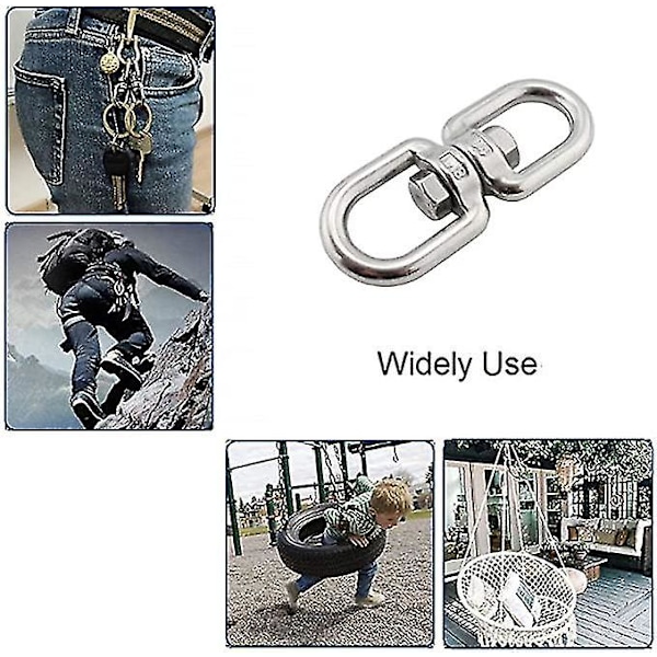 M8 Heavy Duty 304 Rustfritt Stål Svingbar Ring Dobbel Ended Svingbar Øyekrok For Web Treetur, Terapisving, Luftdans, Sving Spinner Henger