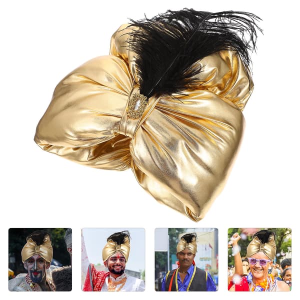 Utsøkt arabisk stil Maskeradehatt Halloween Party Plume Hatt (Gull)