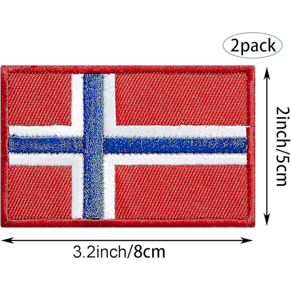 2 Pakke Norge Flagg Patcher Norge Flagg Brodert Patcher Norske Flagg Militær Taktisk Patch for Klær Hat Ryggsekker Stolthet Dekorasjoner lin