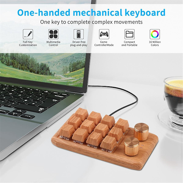 Enhånds mekanisk tastatur, rgb Led bakgrunnsbelyst makro tastatur, programmerbar Hot Swap Diy Macro Custo