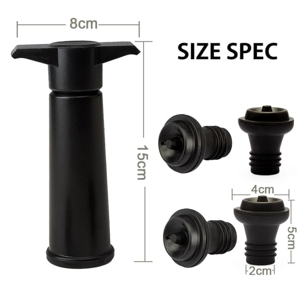 Vacu Vin Black Pump with Wine Savers - Keeps wine fresh