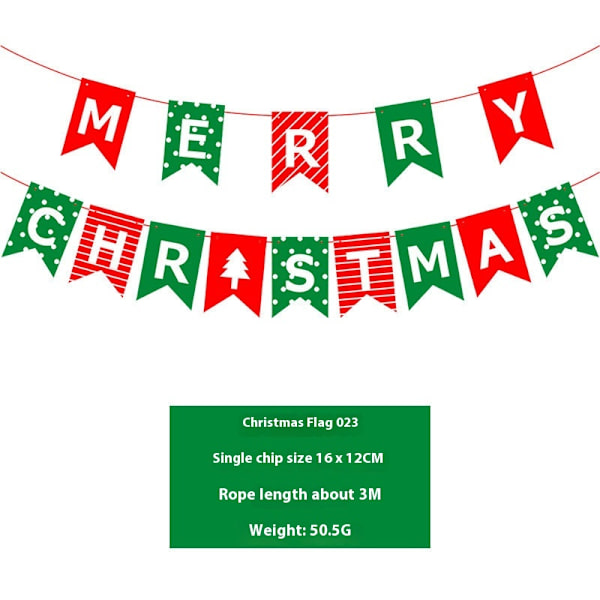 Rød Grønn Merry Banner til Jul - Banner til Juledekorasjoner, Juleminner og Gaver (16*12cm)