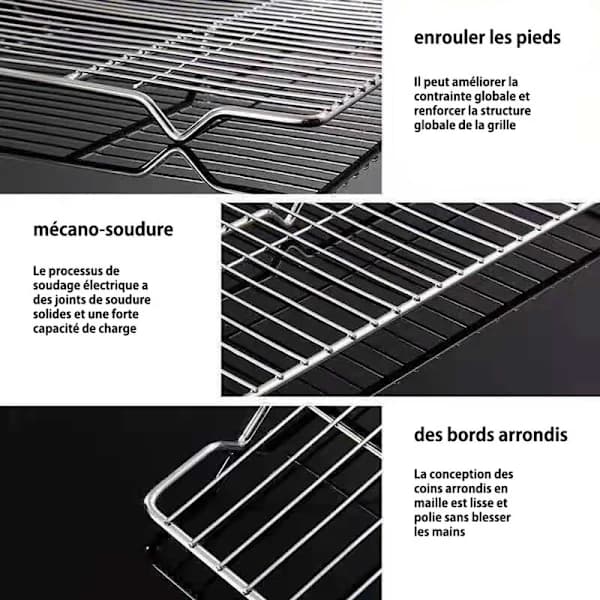 Grillrist i rustfritt stål, avkjølingsrist for BBQ-grilling og matdrenering, rektangulær trådrist, 16 x 26 cm