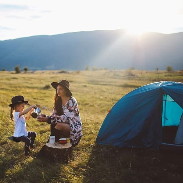 Campingstol - Mini svart sammenleggbar campingstol