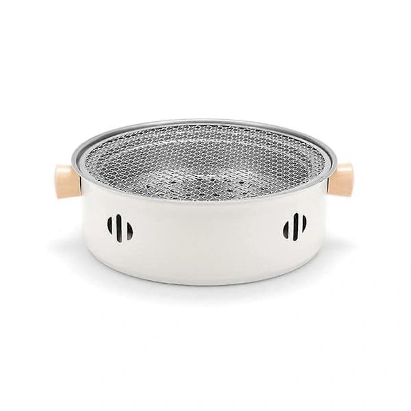 Rund Kullgrill Multifunksjonell Rustfritt Stål Non-stick Bærbar BBQ-komfyr for Camping Teselskap 28cm