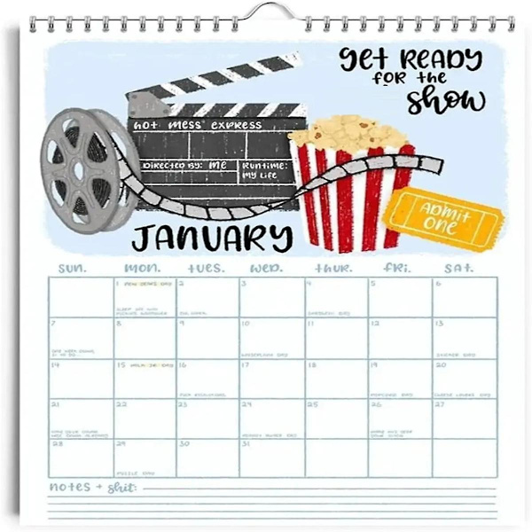 2 stk. Hengemånedlig Her kommer vi igjen 2024 Kalender Motepapir Veggdekor Veggkalender Ukentlig O