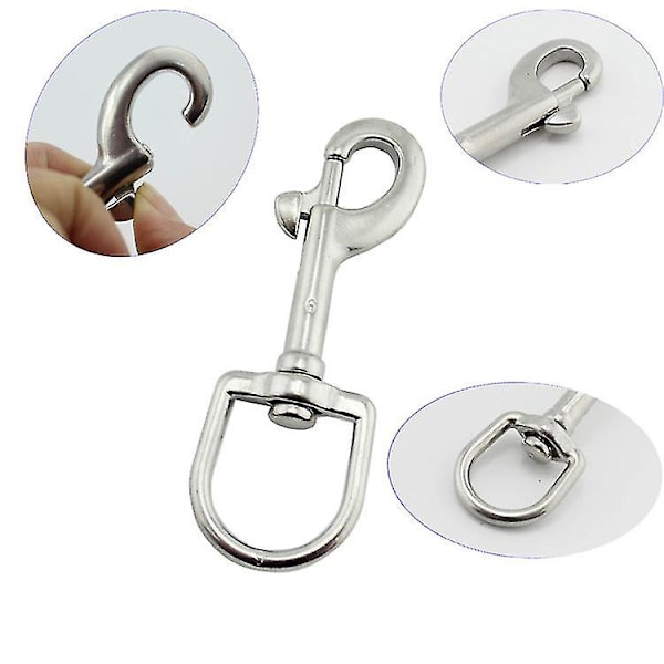 2 stk. 2#-316 Heavy Duty rustfrit stål drejelig øjebolt snaplås, marine grade rustfrit stål clips, til dykning/nøglekæde/hundehalsbånd/kamerarem/tørresnor og mere