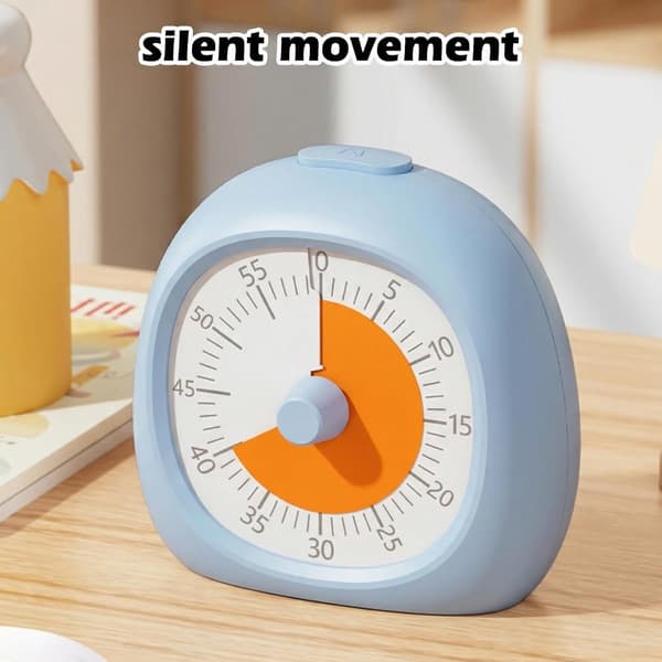 Visuell timer för barn 60 minuters nedräkning med tyst drift, enkel vridinställning för läxor, klassrum, kök och matlagning, blå
