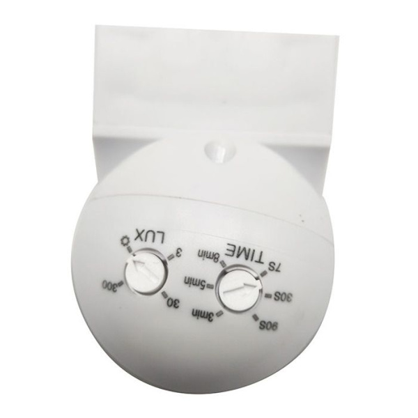 Utendørs bevegelsessensor IP44, overflatemontert, programmerbar, infrarød sensor, rekkevidde 15m/180°, egnet for LED