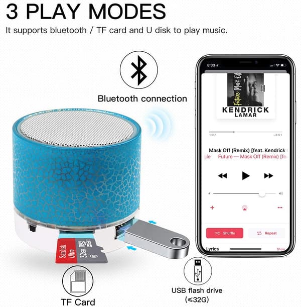 Bluetooth-høyttaler med god lydkvalitet og musikalitet, blå