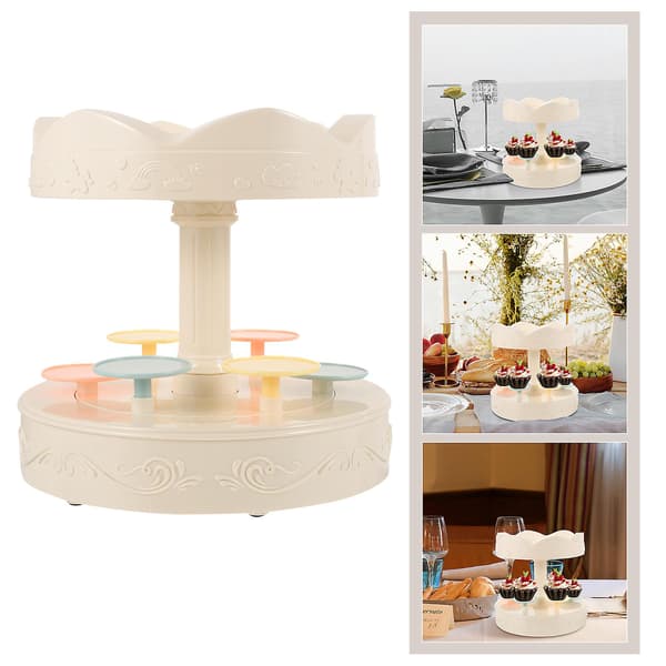 Snurrande karusell cupcake-hållare Autorotation Cupcake-ställ för bageri-fest