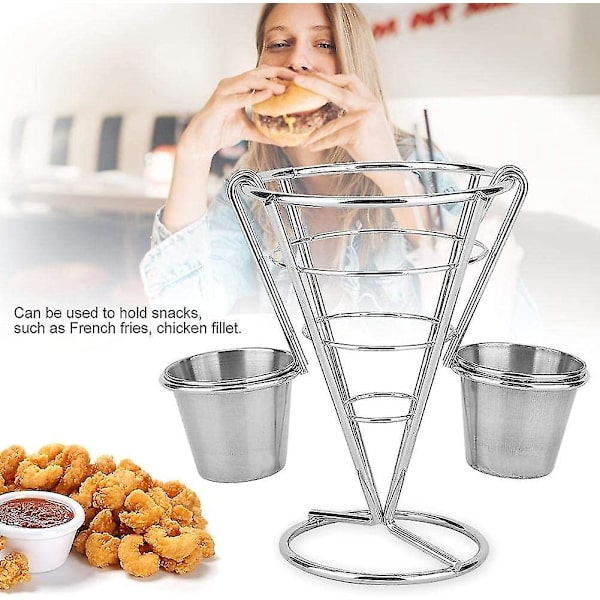 Pommes frites kegleholder, cornet-holder med saucekop til hjemmefester, picnics