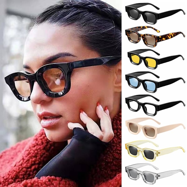 Tykk firkantet solbrille med stel, chunky rektangulære polariserede solbriller, briller Tortoise/Gradient Brown