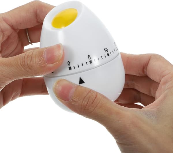 Mekanisk kökstimer äggformad vridbar nedräkningstimer för matlagning bakning klassrum studier tidshantering vit ABS 6x6x8cm