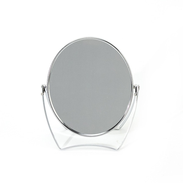 Two-Sided Portable Transparent & Round Makeup /6.5-in with Handle  Can be hung on the wall (Silver, 6.5inch)