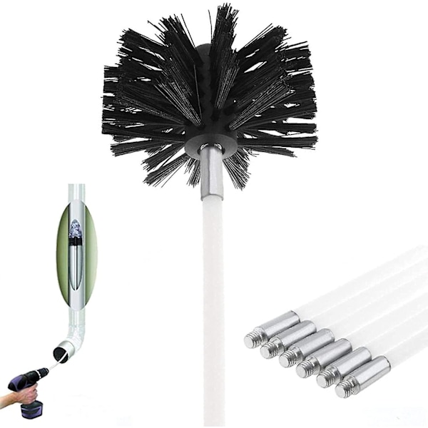 Chimney Brush Kit,contains 6 (61cm) Flexible Rods And 1 (100mm) Pellet Stove Chimney Sweeping Kit Head