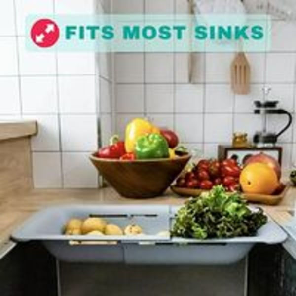 Astiakorin, tiskialtaan kuivausteline astioiden, hedelmien ja vihannesten säilytykseen ja pesuun (harmaa)