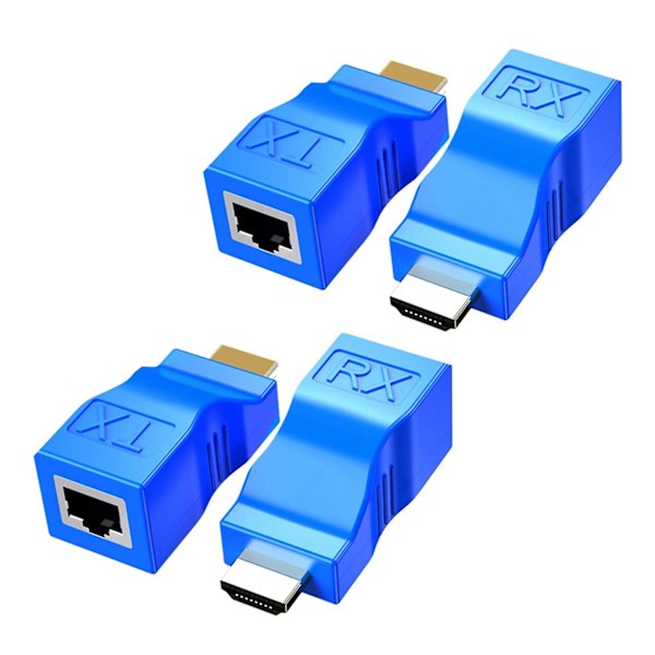 4-pak Extender, til Rj45 Konverter Repeater Over Cat 5e / 6 1080p Opptil 30m Extender For Hdtv Ps4 St