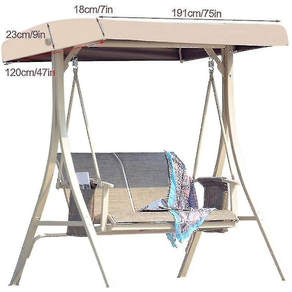 Universal udskiftning svingtag have terrasse gynge bænk have solseng 2-3 sæder 191 X 120 Cm -z