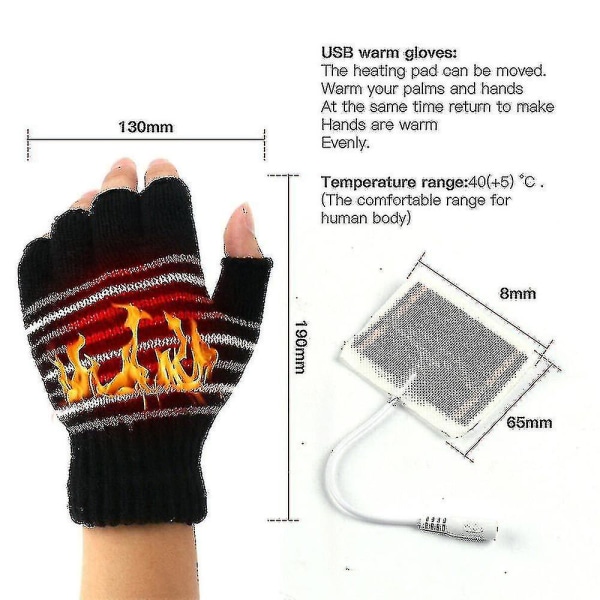 Usb Vinter Arbets Termiska Handvärmare Handskar Full Halv Finger