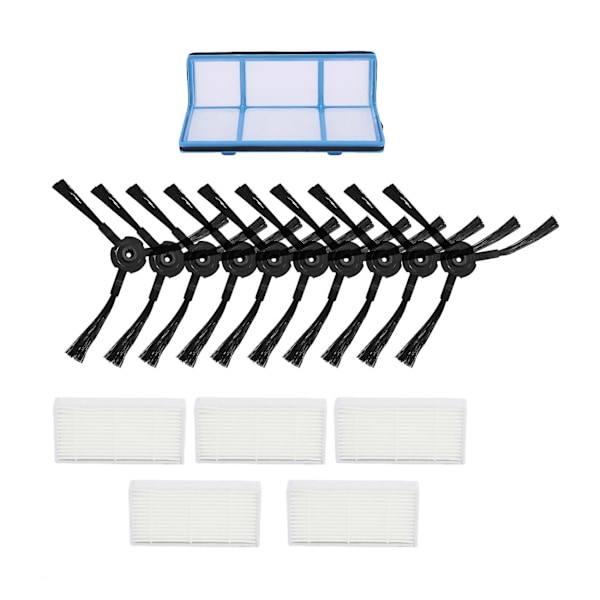 5 filtre + 10 sidebørster til Medion 16192 18500 18501 18600 reservedele