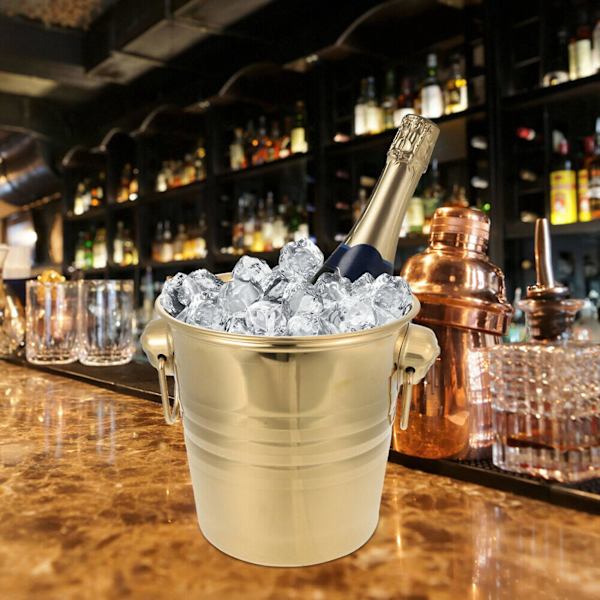 1 st 3L rostfritt stål ishink tjock huvud ishink fest ishink (guld)