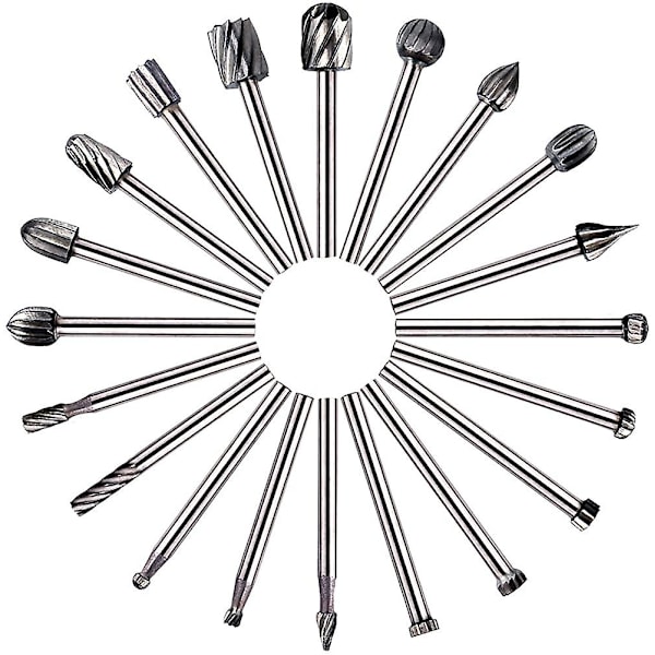 Rotary Burrs - 20 stk HSS Fræser Bits Træbearbejdning Router Bits Med 3mm
