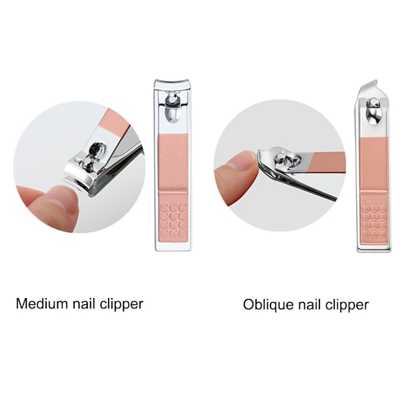 Nagelklippare Set 18 i 1 Portabel Manikyr Pedikyr Verktygskit med Väska för Hemresa Salong Roséguld 0.1