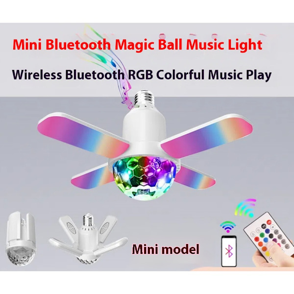 Hvid Mini Bluetooth Magic Ball Music Light Bluetooth-lyspærer med højttaler, E27/B22-skruefatning med fjernbetjening til afspilning af musik