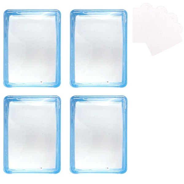 Clear Silicone Rectangular Nail Art Set With Spatula, Rectangular Jelly Stamping Nail Art Machineblue