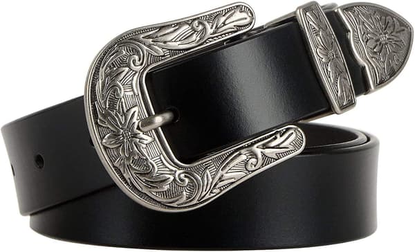 Damebælte Vintage Western Design Sort Bælte - Høj Kvalitet