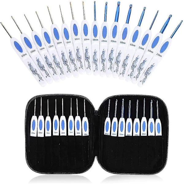 Clover Crochet Hooks Set 16pcs With Portable Case For Diy Hand Knitting Art For Lovers(blue) Blue