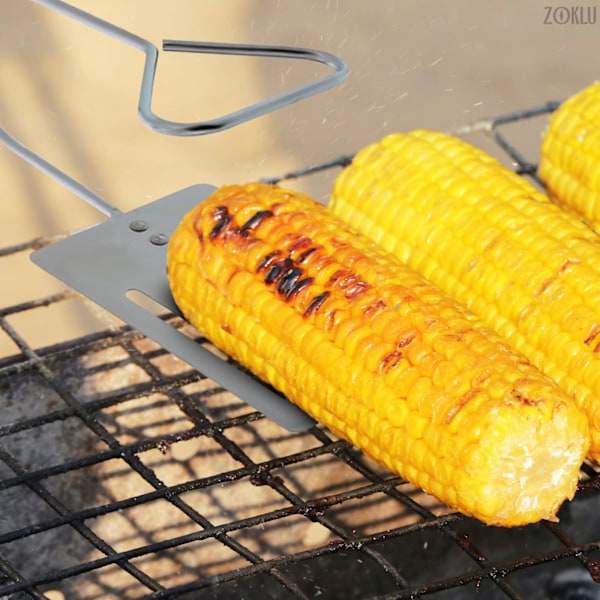 Grillspatel och tång i ett - Spatel och tång 2 i 1 Platt Spatel Metalltång för matlagning Lång Spatel för grillning - Grilltång