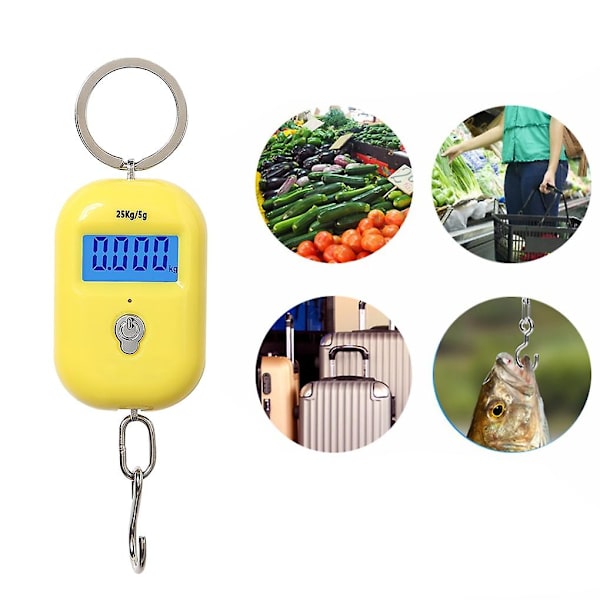 Digitaalinen riippuva vaaka 25kg X 5g Mini elektroninen matkalaukku koukku vaaka Lcd taustavalo keittiö työkalu